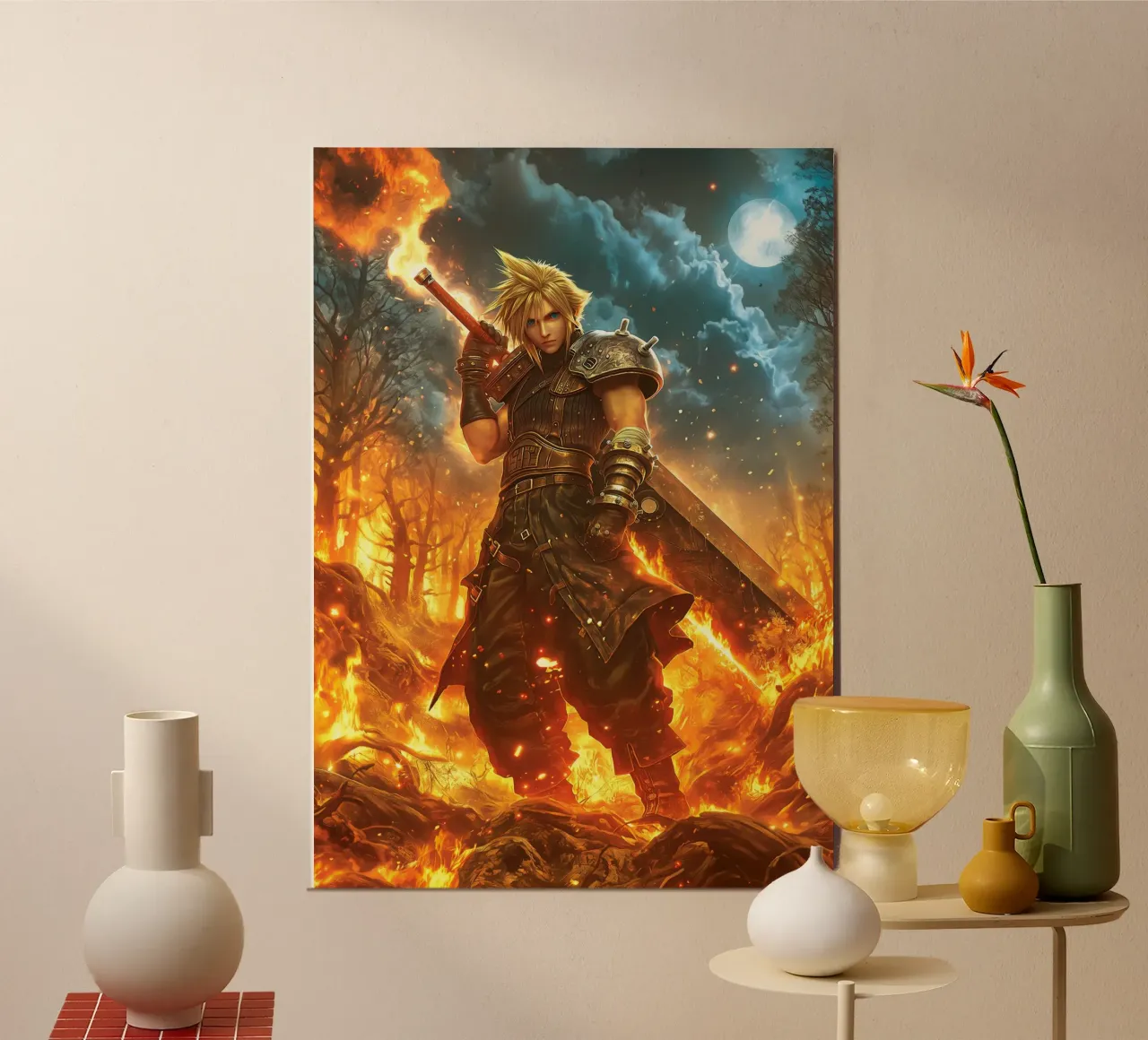 FFVII FF7 Cloud Strife Final Fantasy poster con telaio in plastica da Fleur de Lys
