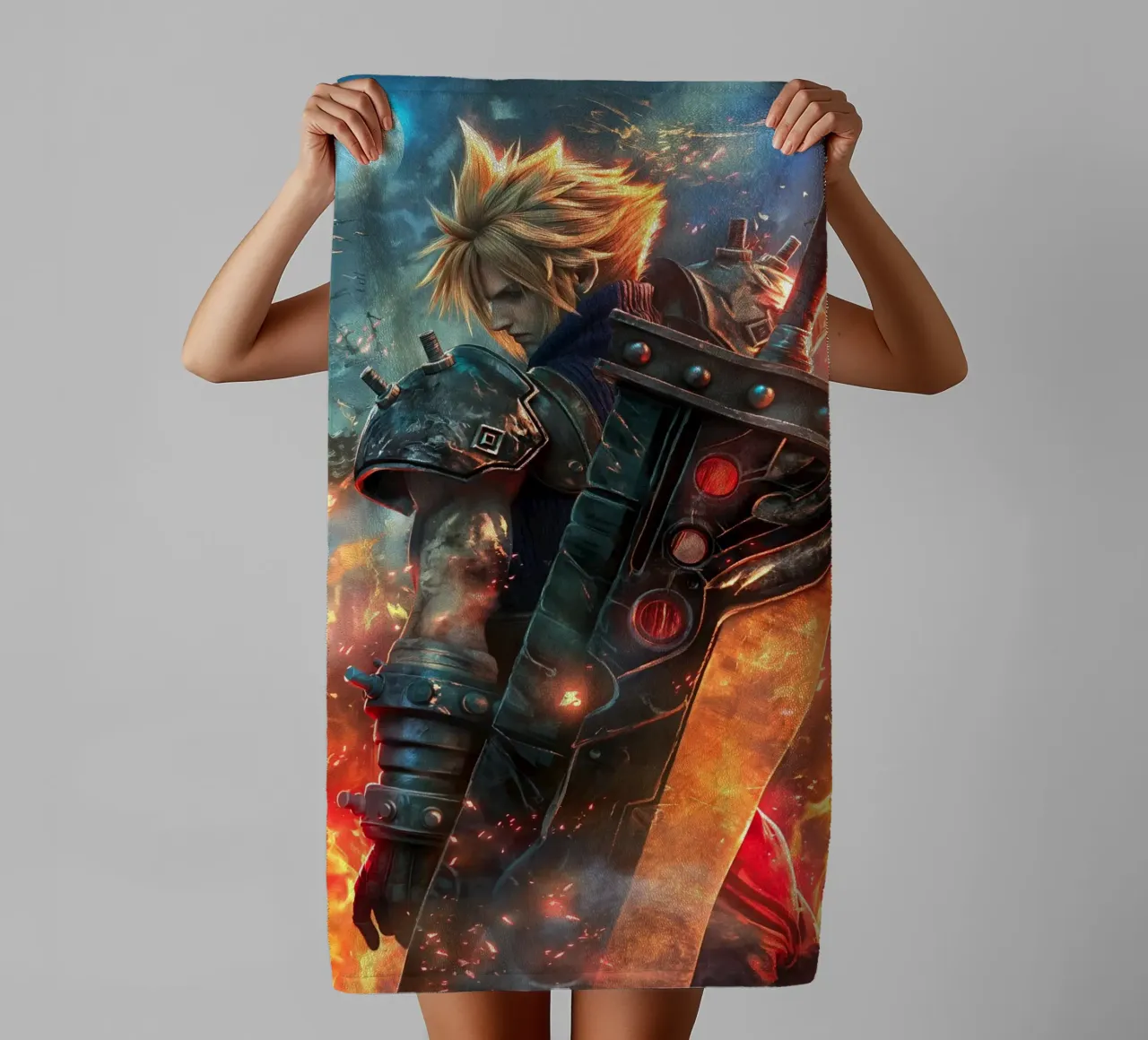 FFVII FF7 Cloud Strife Final Fantasy asciugamano da bagno da Fleur de Lys