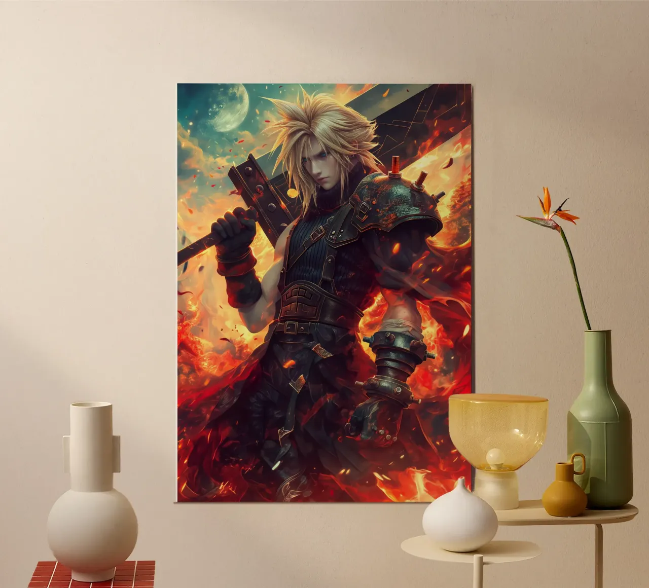 FFVII FF7 Cloud Strife Final Fantasy poster con telaio in alluminio da Fleur de Lys