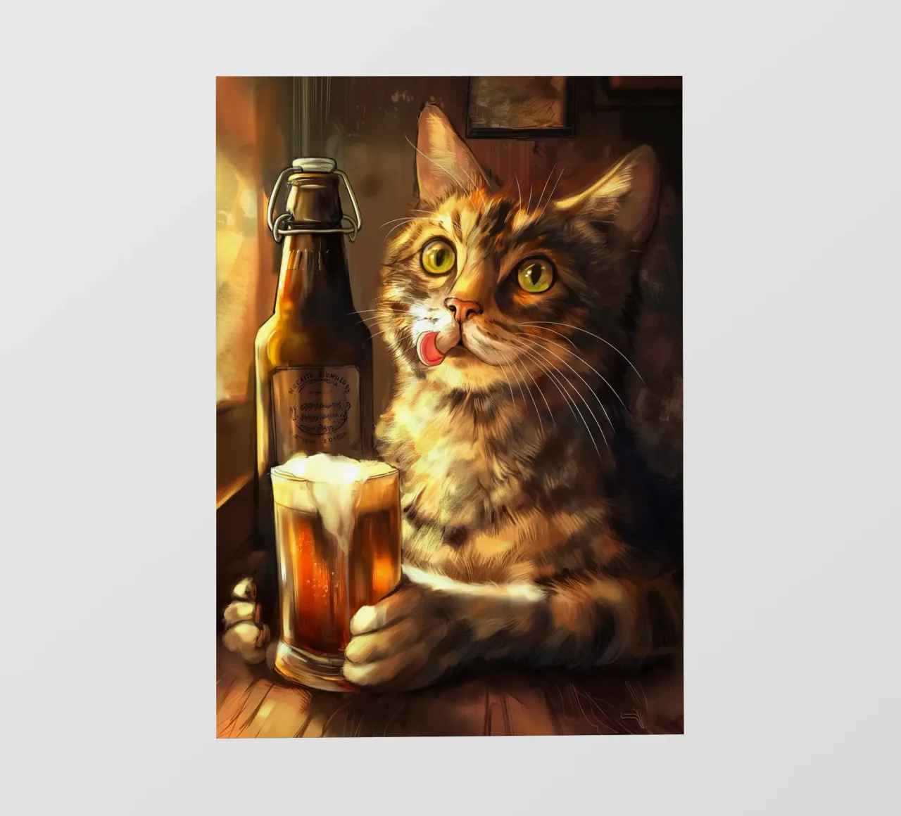 Il gatto beve birra pellicola backlit da Fleur de Lys