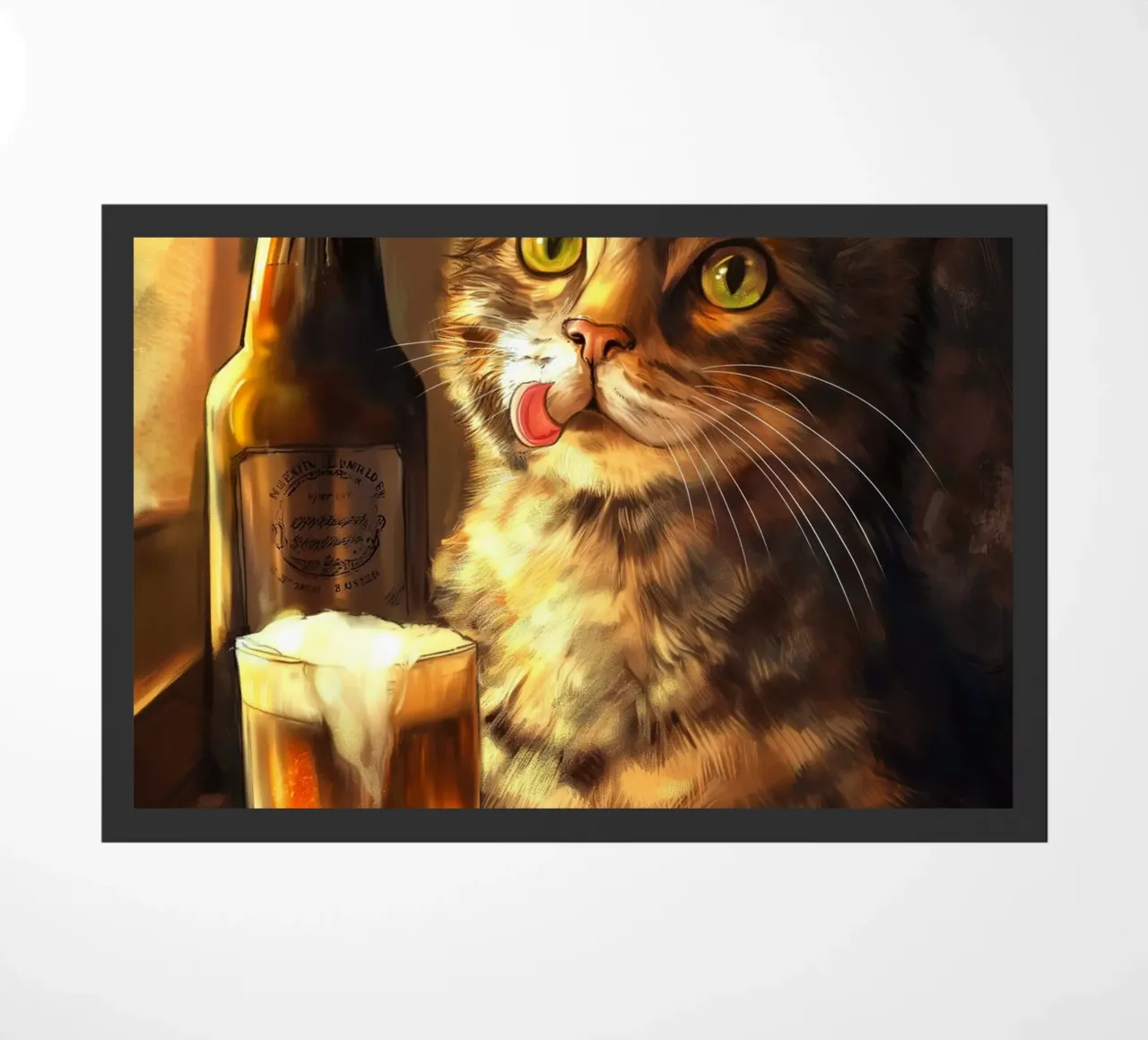 Il gatto beve birra zerbino da Fleur de Lys