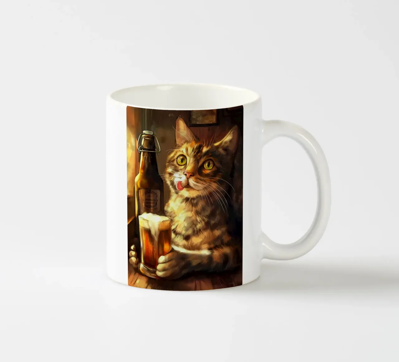 Il gatto beve birra tazza in ceramica da Fleur de Lys