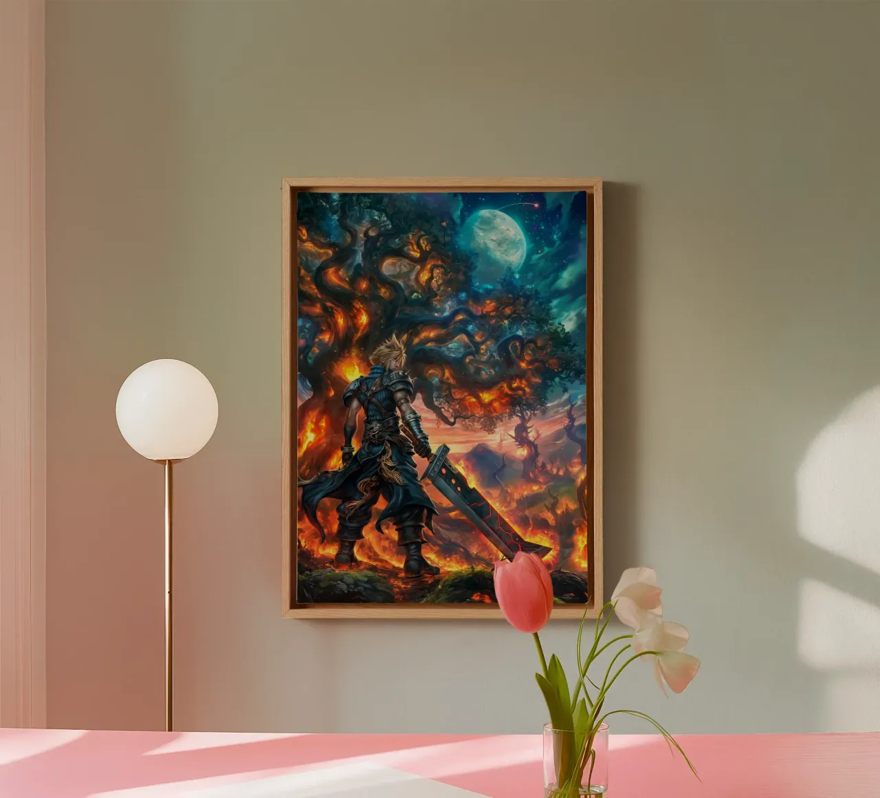 FF7 Cloud Strife Final Fantasy canvas with Floater frame by Stellar Creative