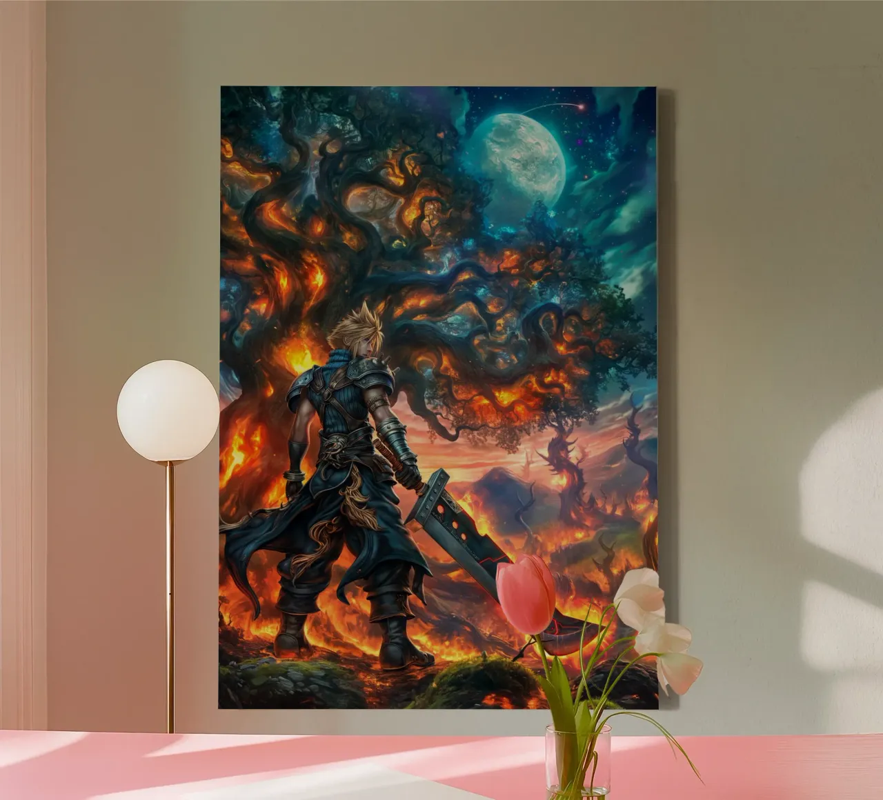 FF7 Cloud Strife Final Fantasy canvas with Floater frame by Stellar Creative