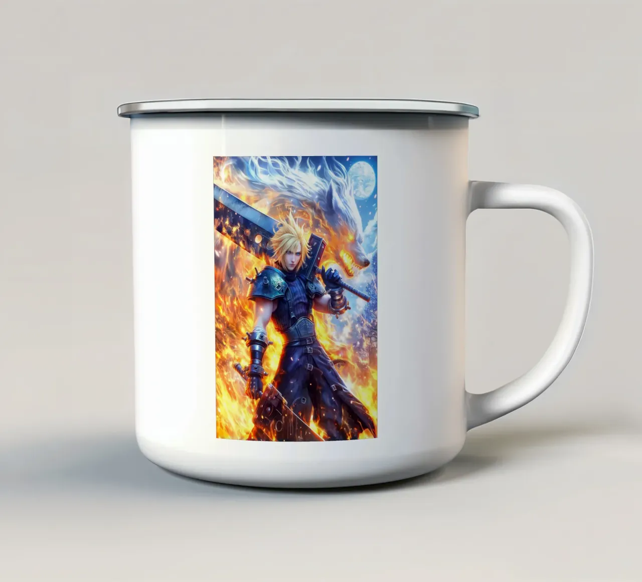 FF7 Cloud Strife Final Fantasy emaille mok van Stellar Creative