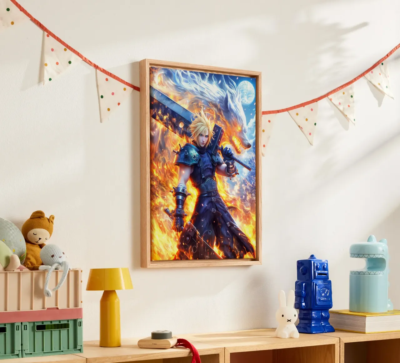 FF7 Cloud Strife Final Fantasy canvas met Baklijst van Stellar Creative