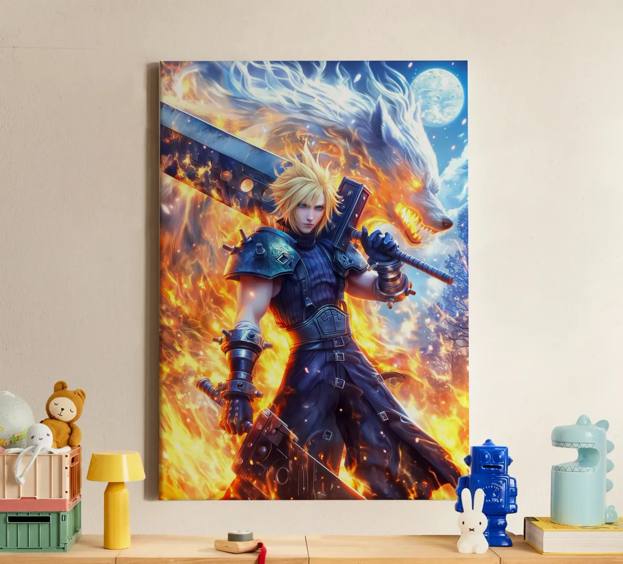 FF7 Cloud Strife Final Fantasy canvas met Baklijst van Stellar Creative