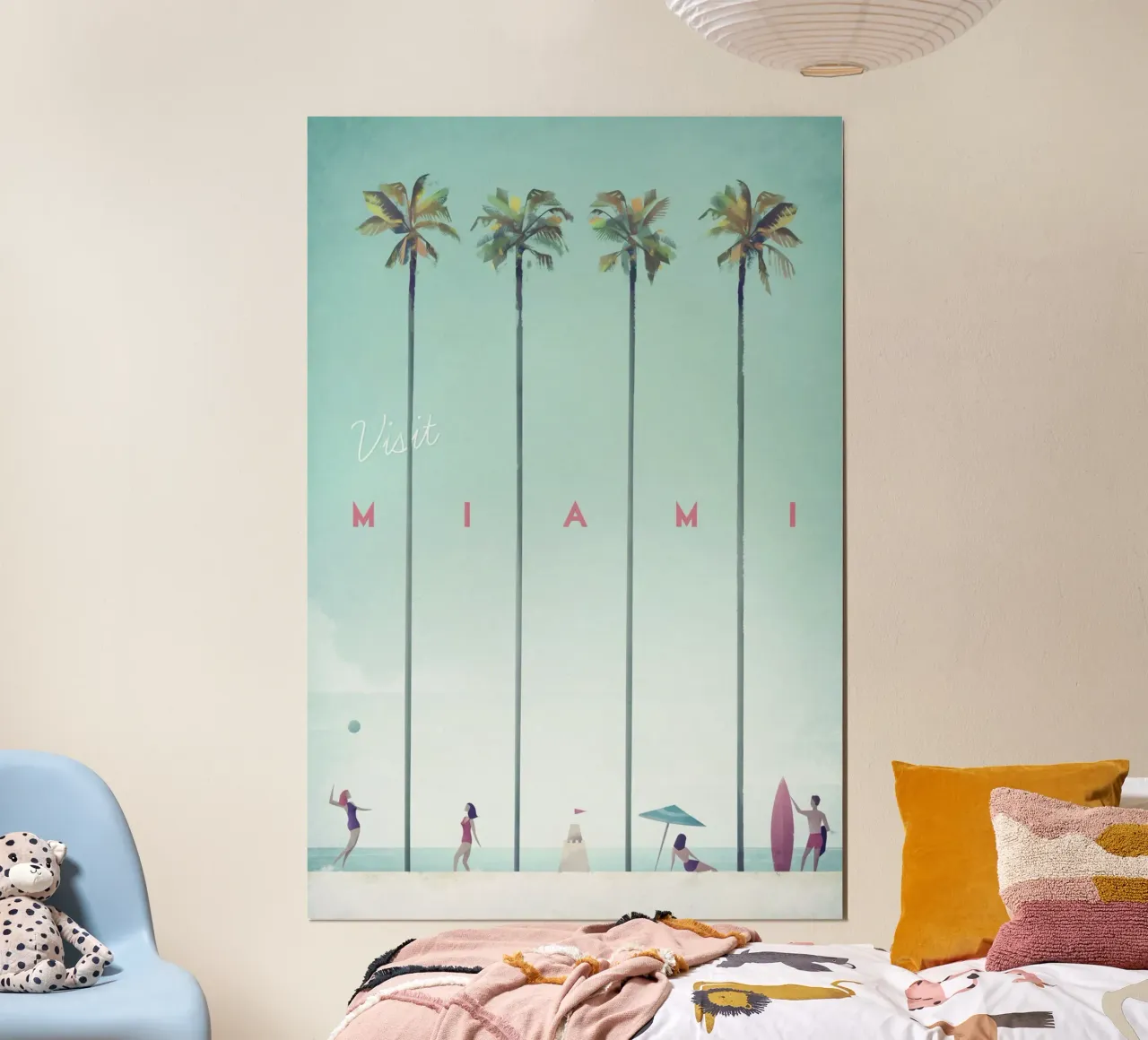 palme spiaggia palla miami poster con telaio in legno da unyil shope