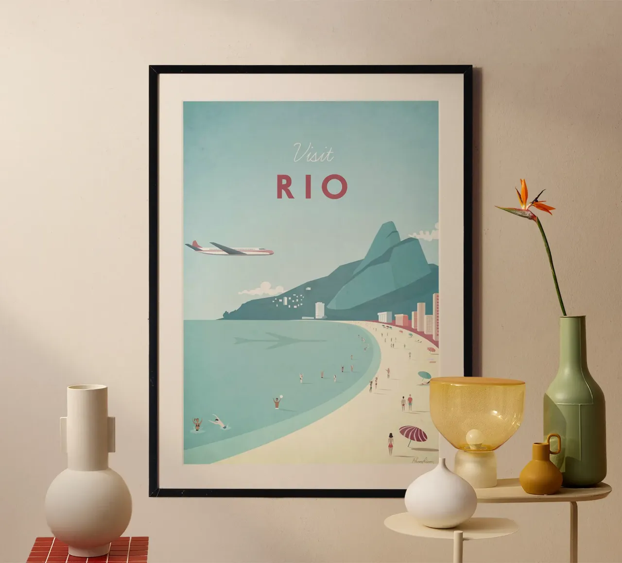 punto di riferimento nuotatore riva del mare rio poster con telaio in plastica da unyil shope