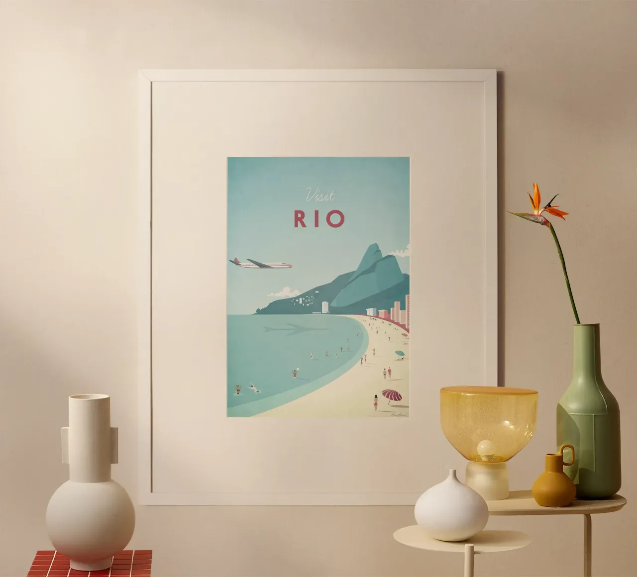 punto di riferimento nuotatore riva del mare rio poster con telaio in plastica da unyil shope