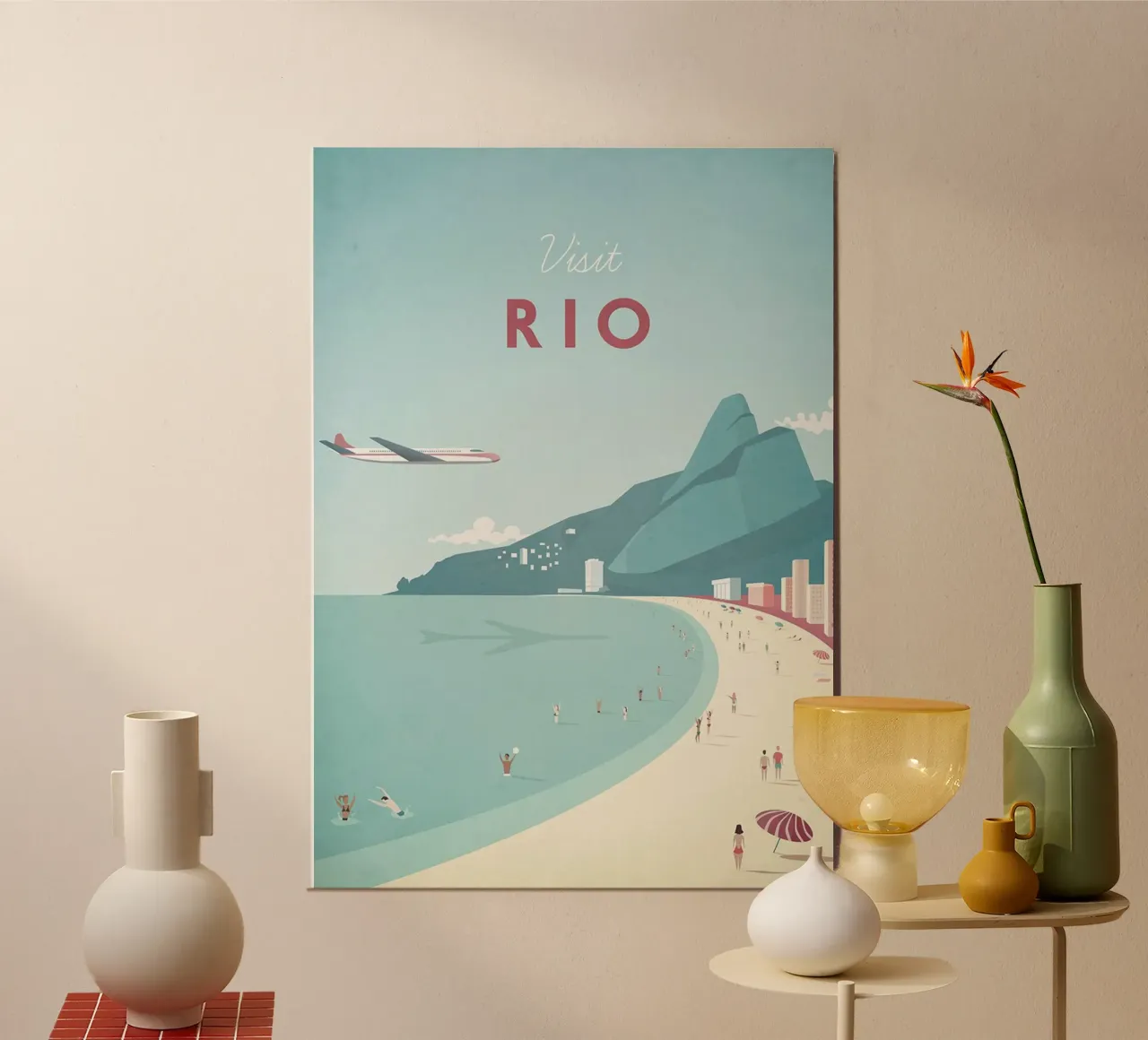 punto di riferimento nuotatore riva del mare rio poster con telaio in plastica da unyil shope
