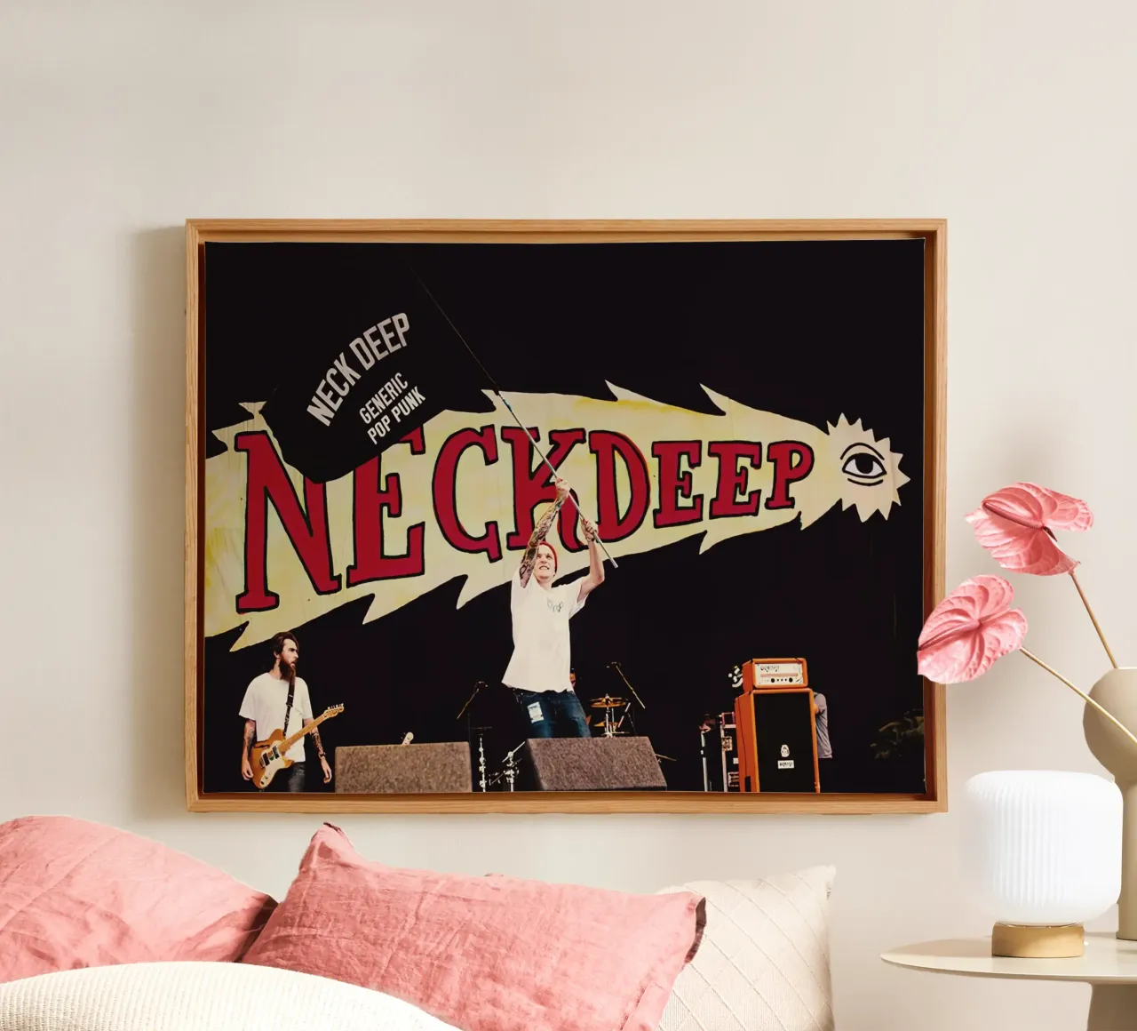 Neck Deep Concert tela con Cornice a cassetta da Musadad Shop