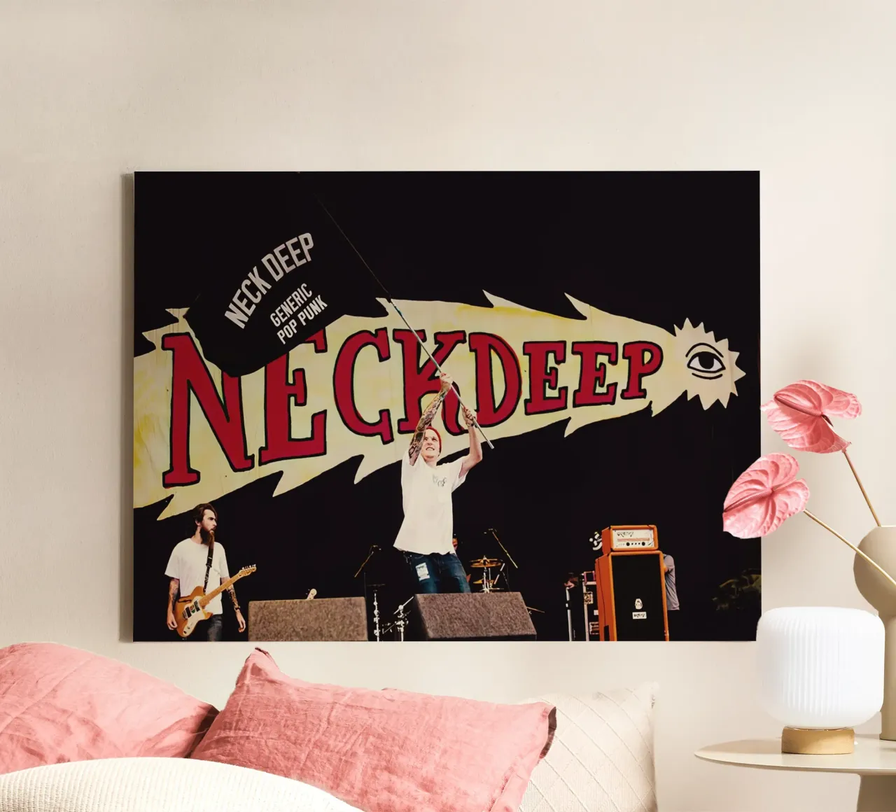 Neck Deep Concert tela con Cornice a cassetta da Musadad Shop