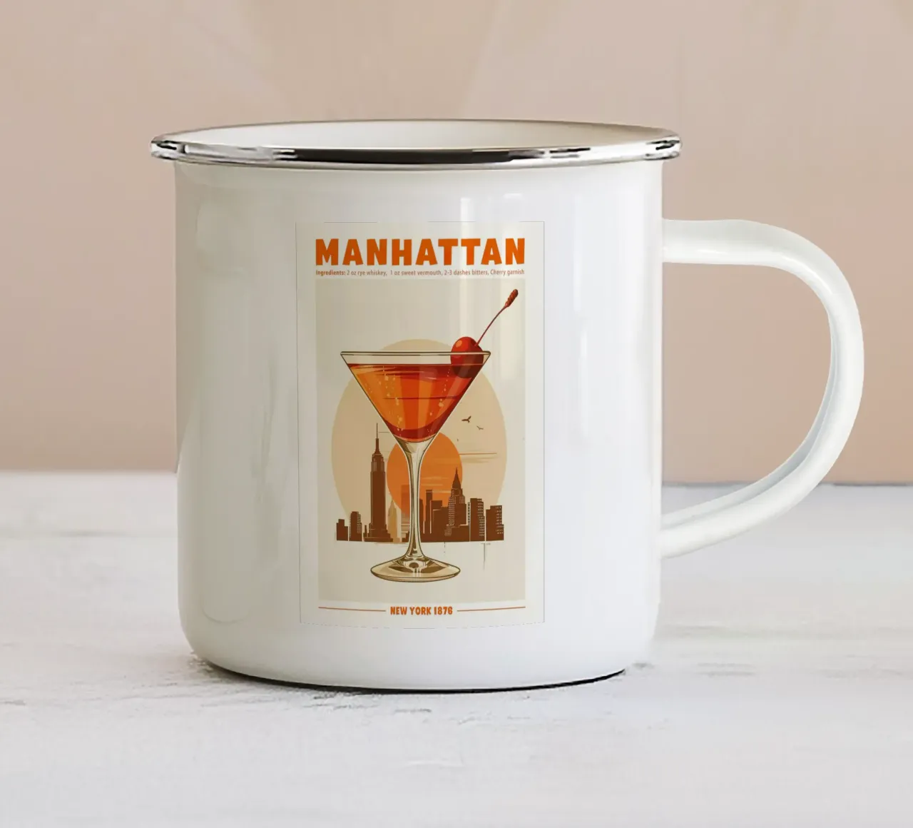 Manhattan, New York 1876 tazza in smalto da janetlynn