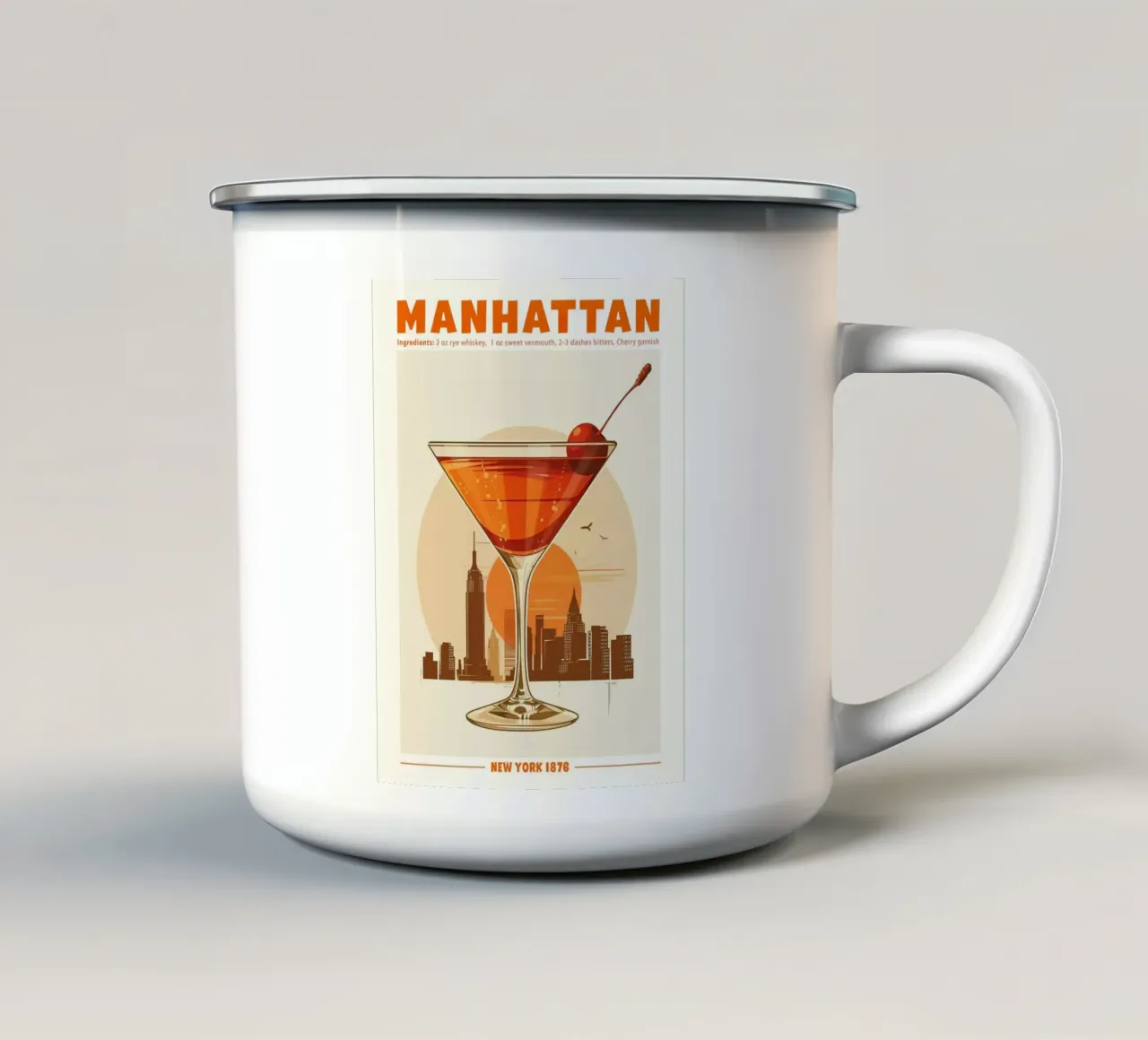 Manhattan, New York 1876 tazza in smalto da janetlynn
