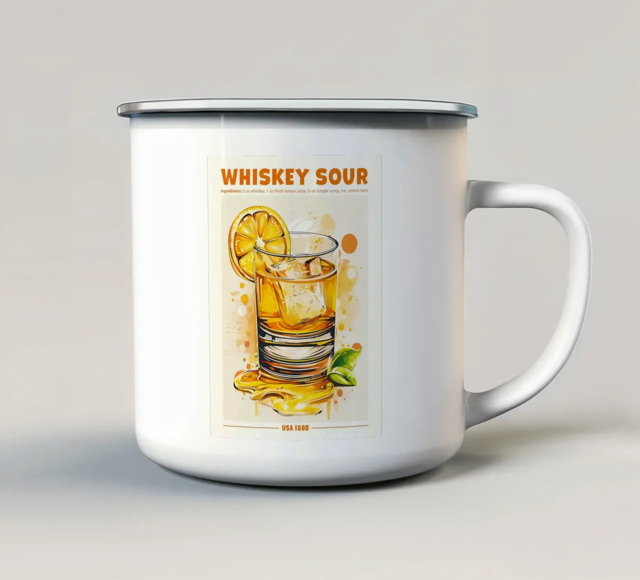 Whiskey Sour, USA 1860 tazza in smalto da janetlynn