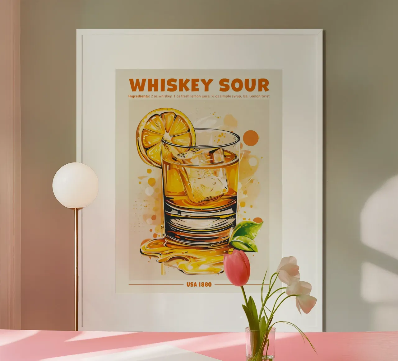 Whiskey Sour, USA 1860 poster con telaio in alluminio da janetlynn
