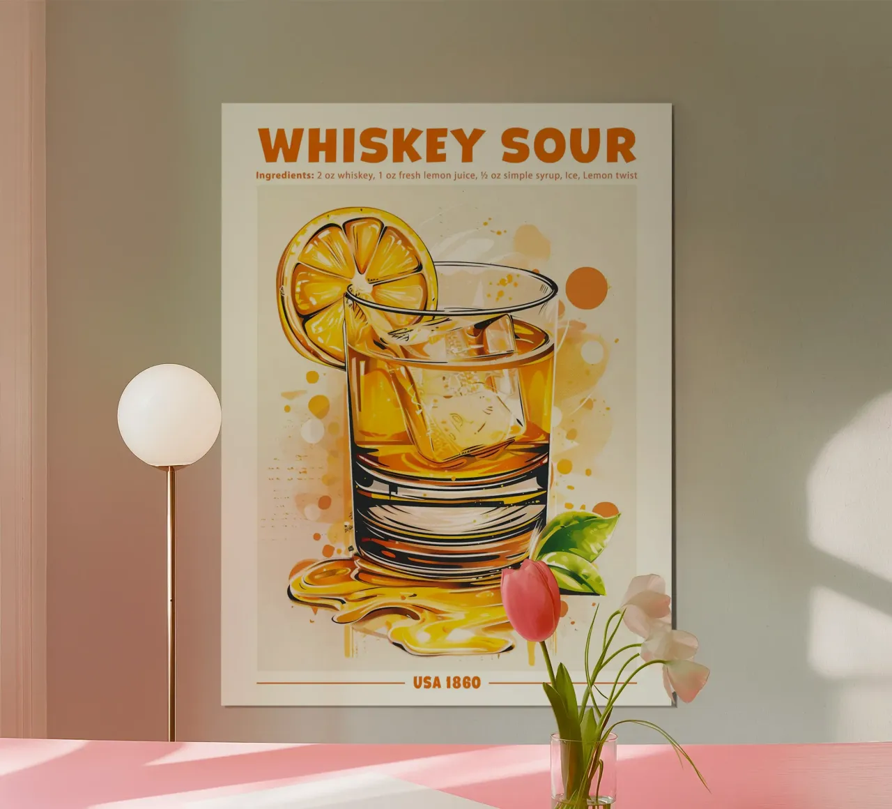 Whiskey Sour, USA 1860 poster con telaio in alluminio da janetlynn