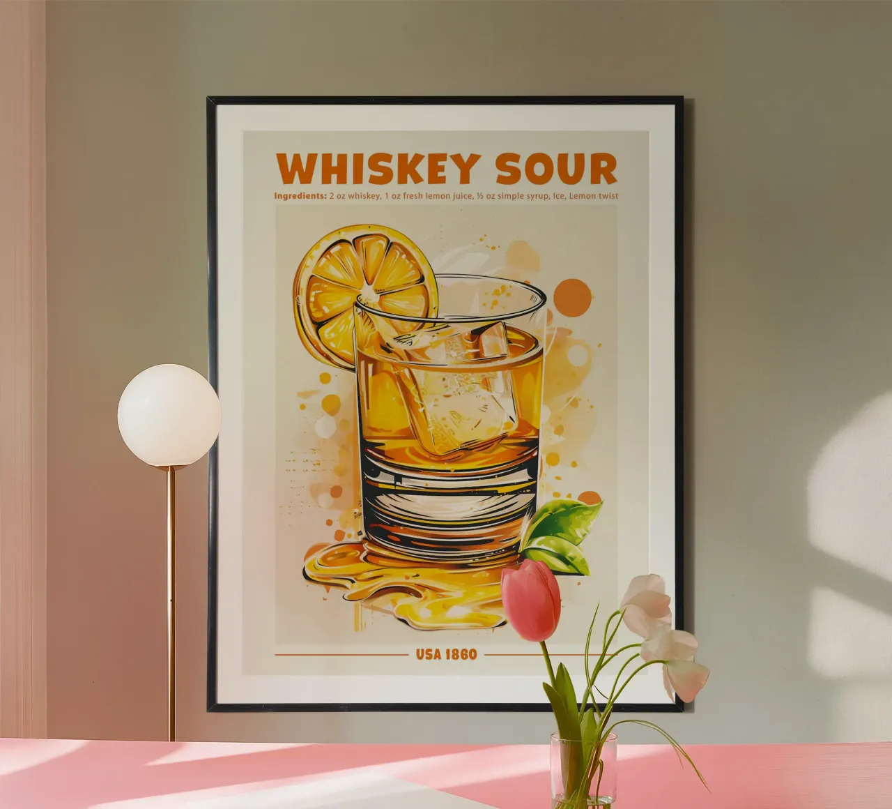 Whiskey Sour, USA 1860 poster con telaio in alluminio da janetlynn