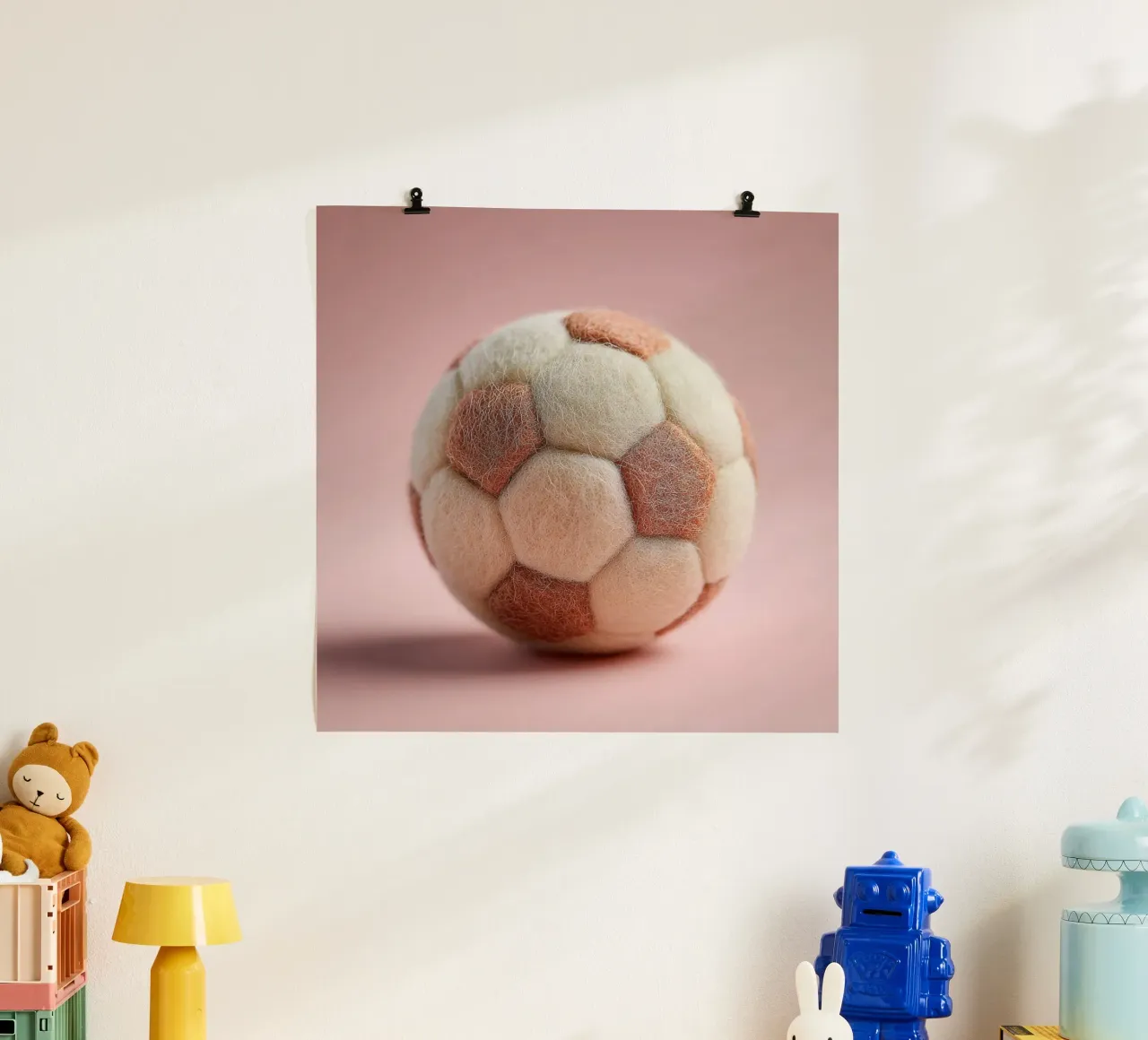 Pallone da calcio soffice poster con telaio in alluminio da Motivate-Today