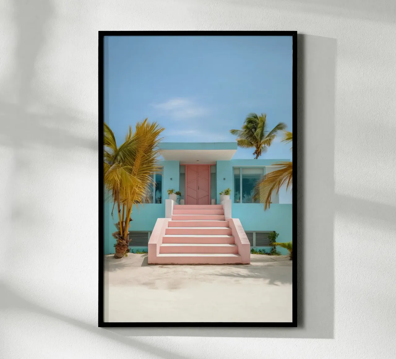 Beach House poster con telaio in legno da robertmotoiart