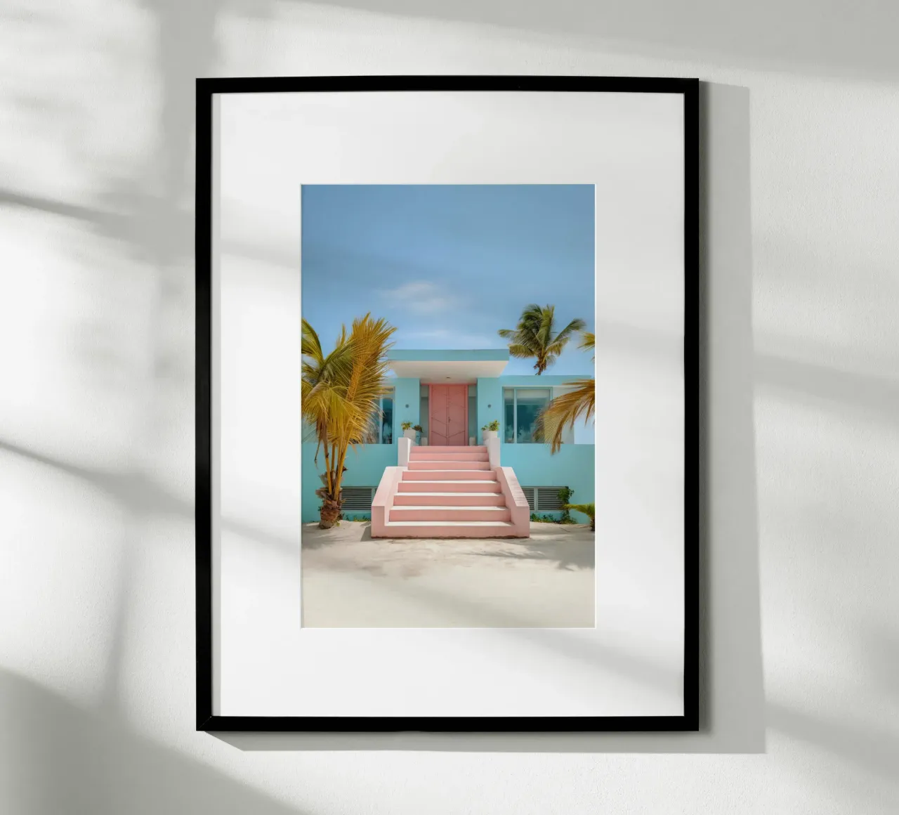 Beach House poster con telaio in legno da robertmotoiart