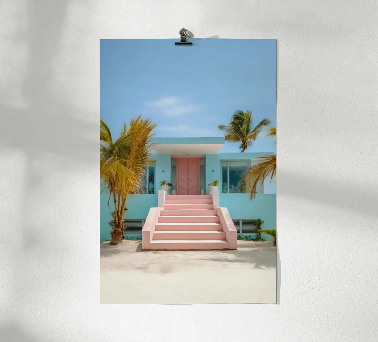 Beach House poster con telaio in legno da robertmotoiart