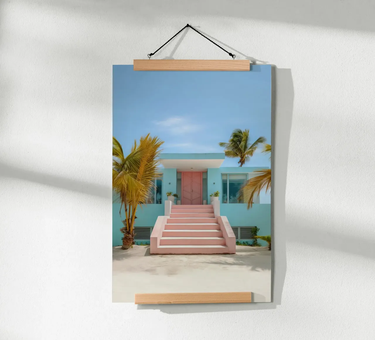 Beach House poster con telaio in legno da robertmotoiart