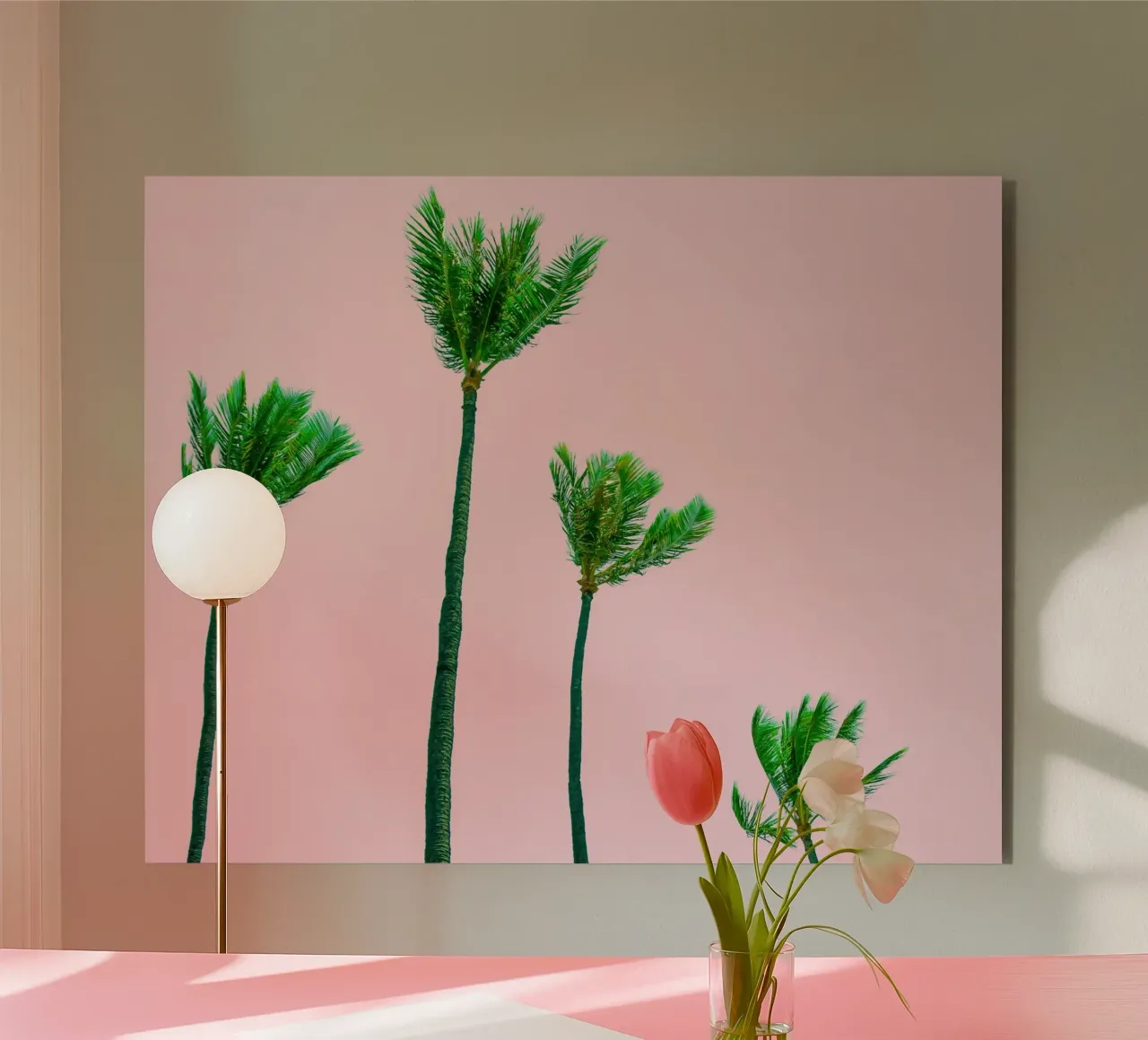 Palm Trees Blown By The Wind alluminio dibond da robertmotoiart
