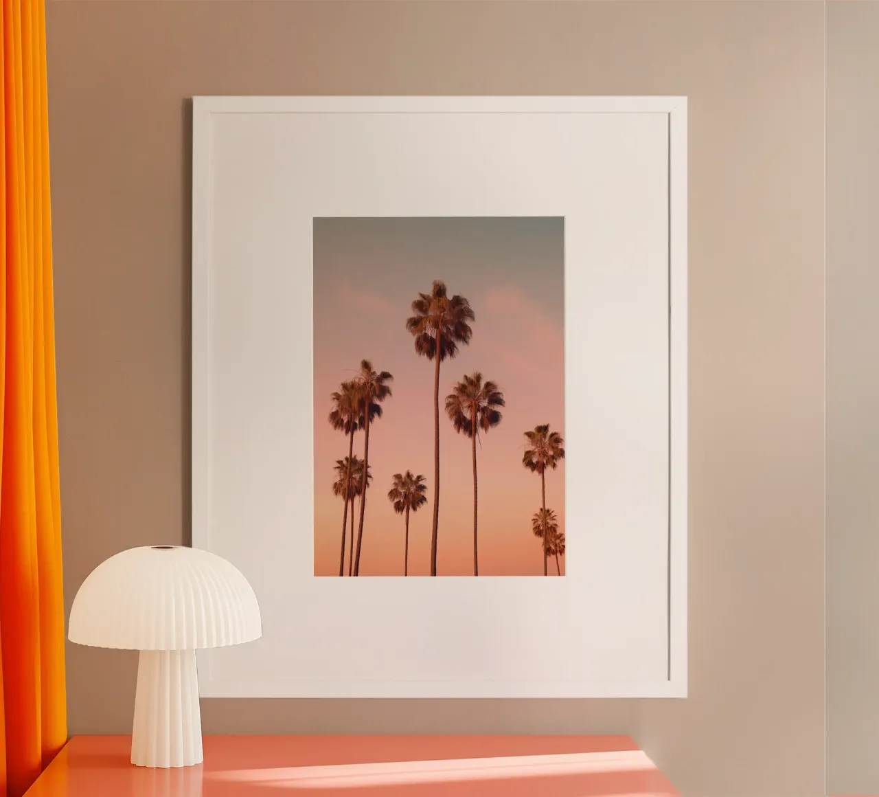 Pink Palms poster con telaio in plastica da lennytravers