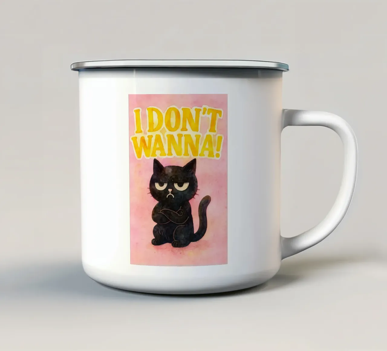 Non voglio disegnare parodie di gatti divertenti tazza in smalto da hexis