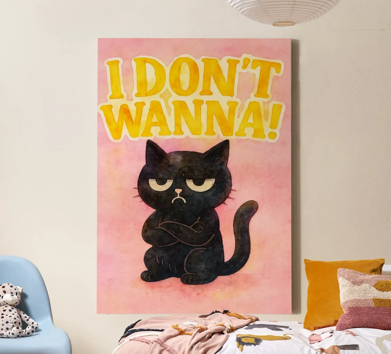 i dont wanna funny cat parody drawing canvas with Floater frame by hexis