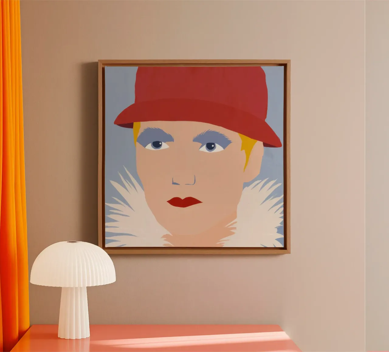 Crimson Hat Enigma canvas met Baklijst van Bara Suara