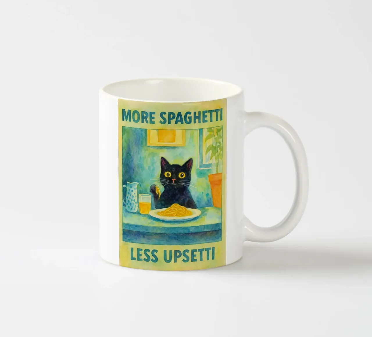 more spaghetti less upsetti tazza in ceramica da hexis