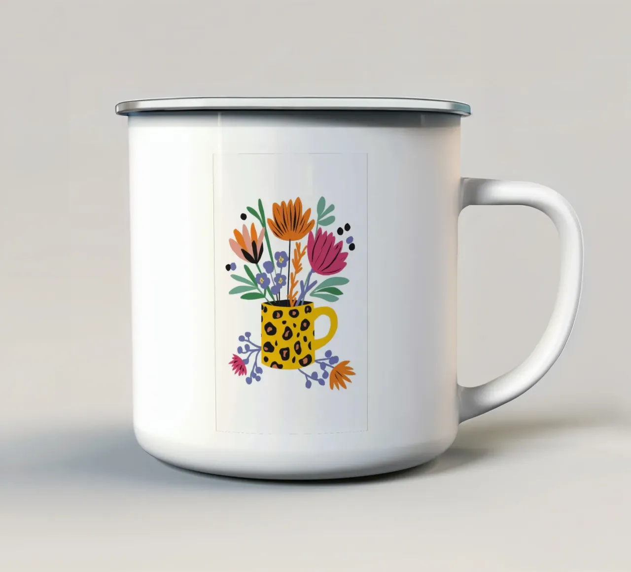Bouquet leopardato tazza in smalto da Snow Mist