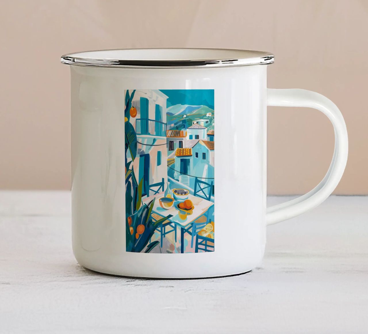 Valencian Ladscape tazza in smalto da LeDieg