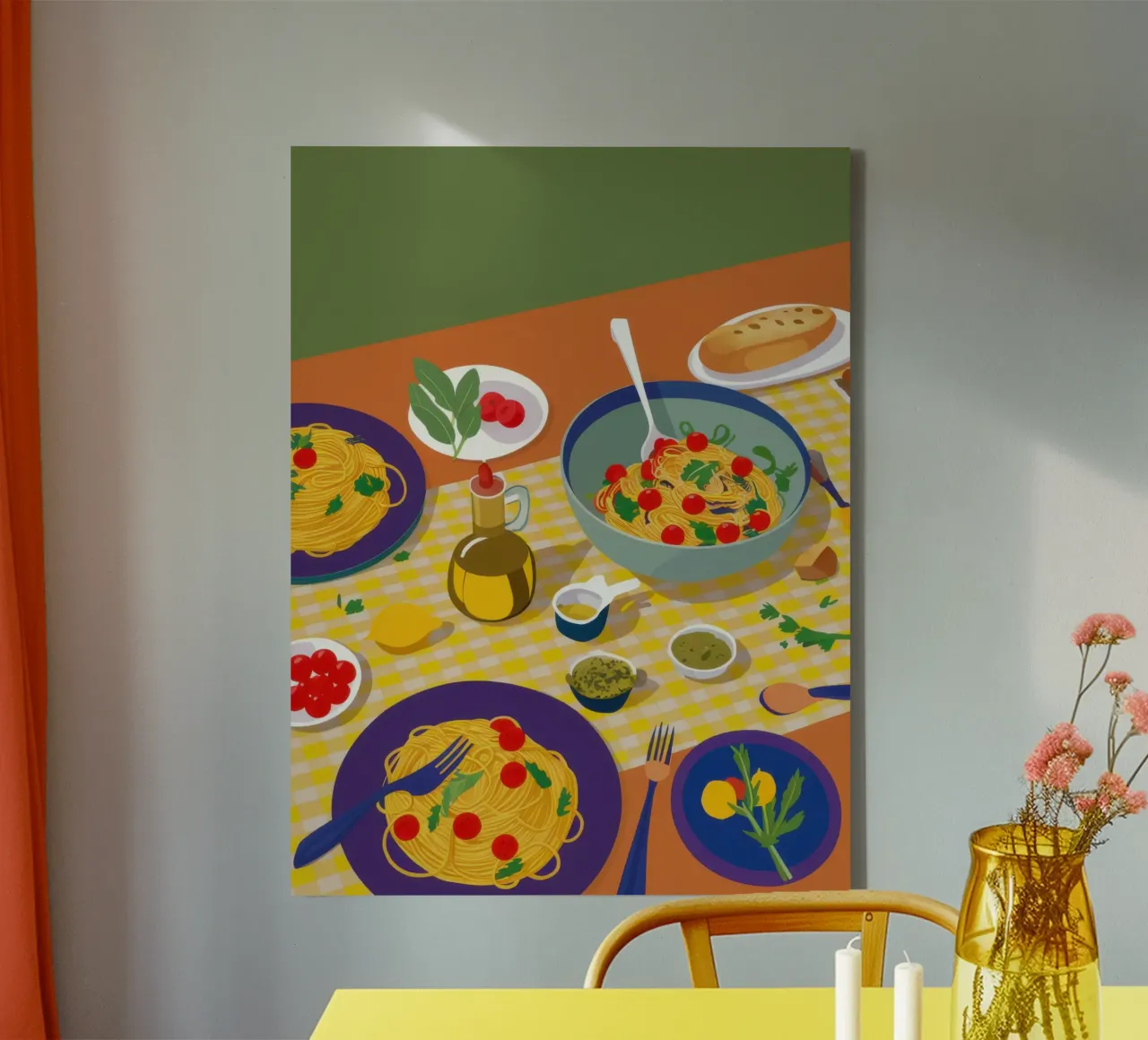 Mediterraan feest plattegrond canvas met Baklijst van Bara Suara