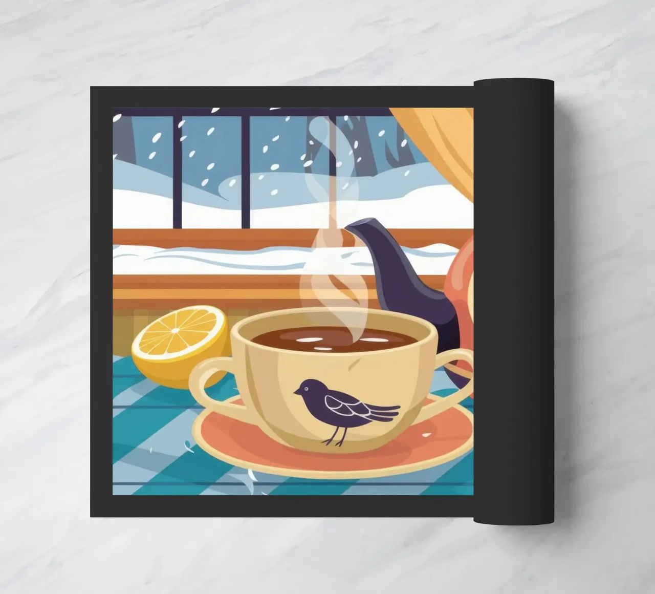 Winter Window Tea doormat by Snow Mist