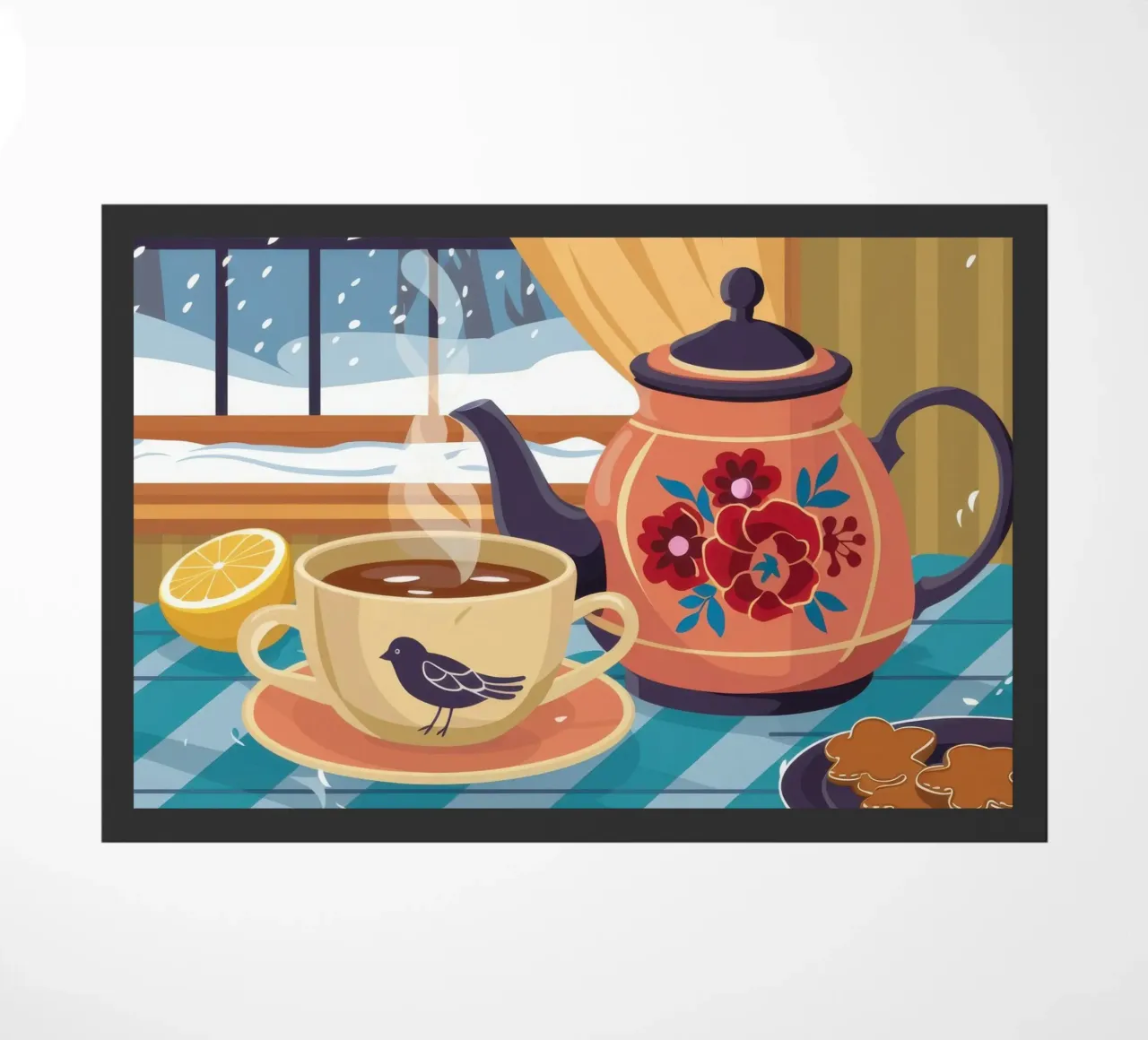 Winter Window Tea doormat by Snow Mist