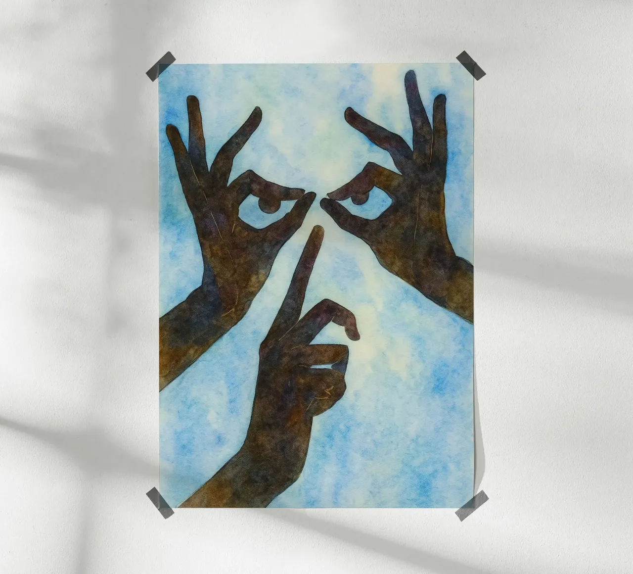 Hand Gesicht Parodie Zeichnung Poster von hexis