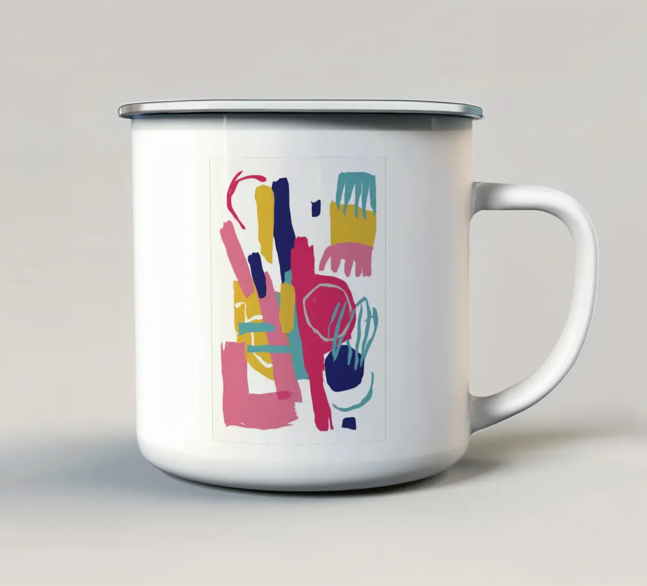 Expressieve abstracte uitbarsting emaille mok van Snow Mist