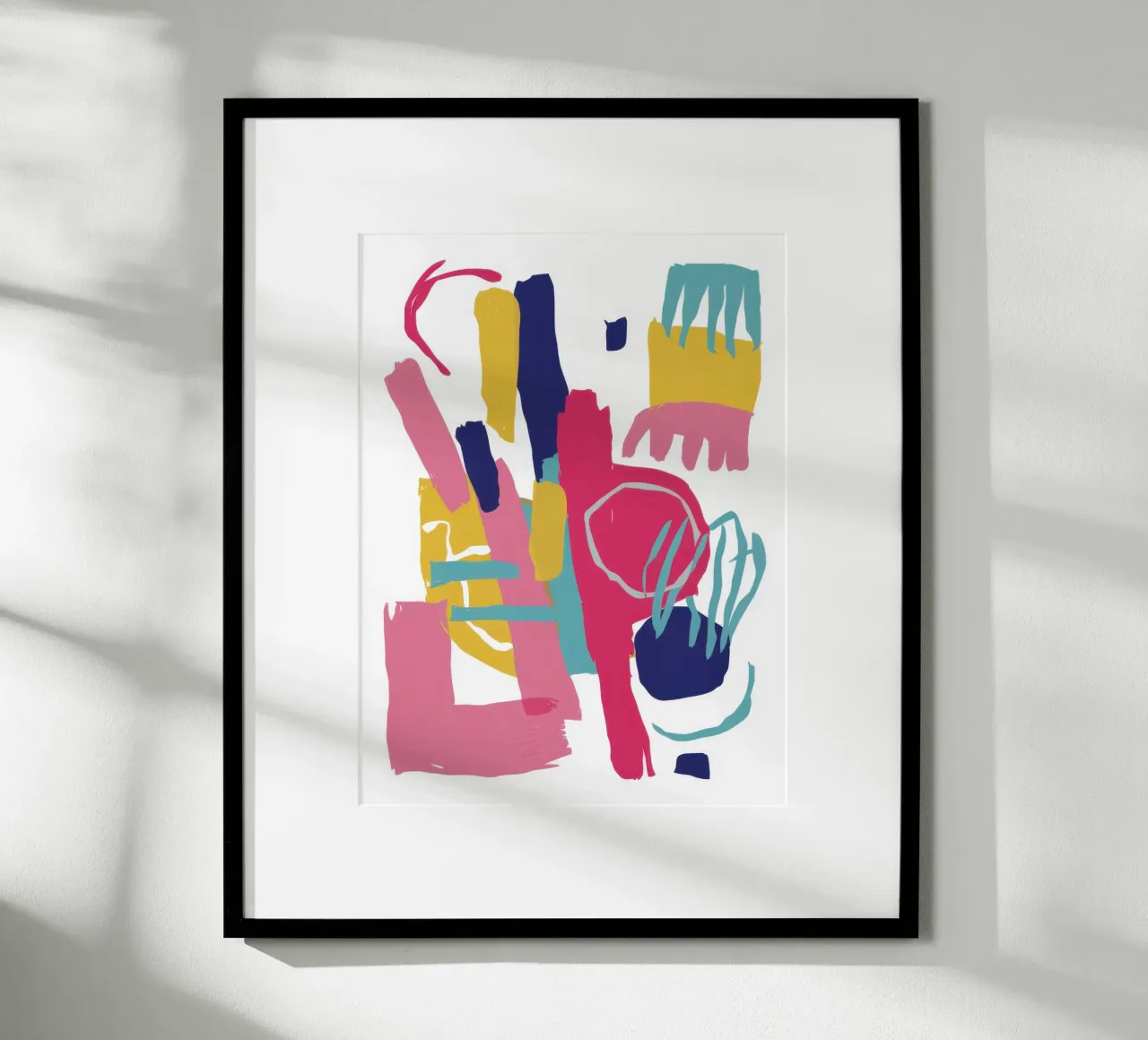 Expressive Abstract Burst poster with wooden frame by Snow Mist