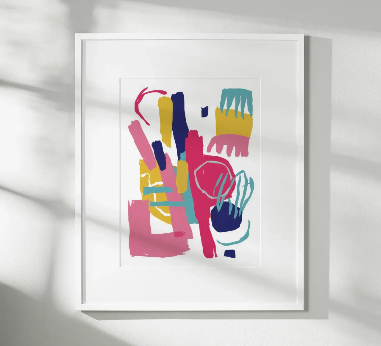 Expressive Abstract Burst poster with wooden frame by Snow Mist