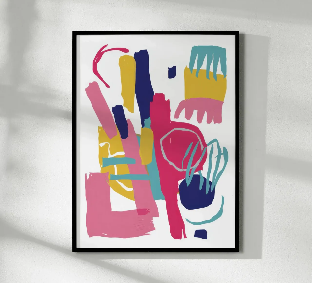 Expressive Abstract Burst poster with wooden frame by Snow Mist