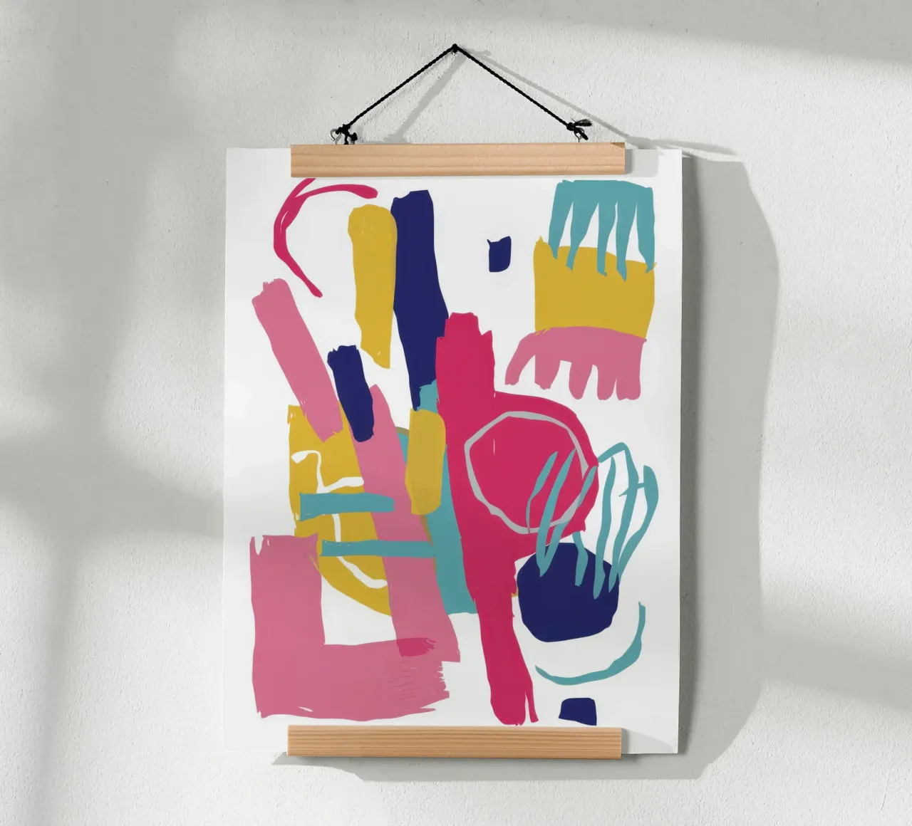 Expressive Abstract Burst poster with wooden frame by Snow Mist