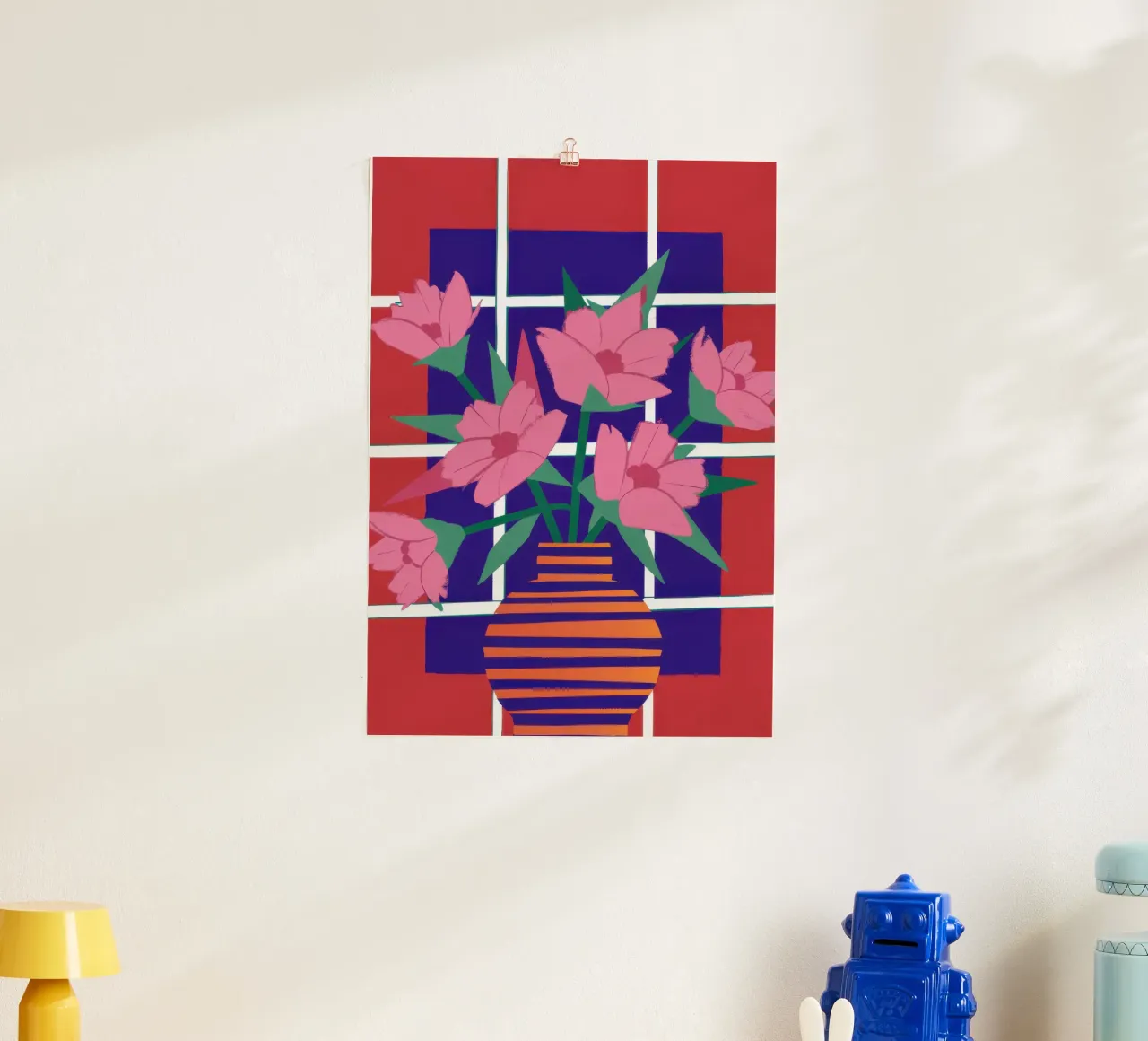 Raster blockierte rosa Blüten Poster von Snow Mist