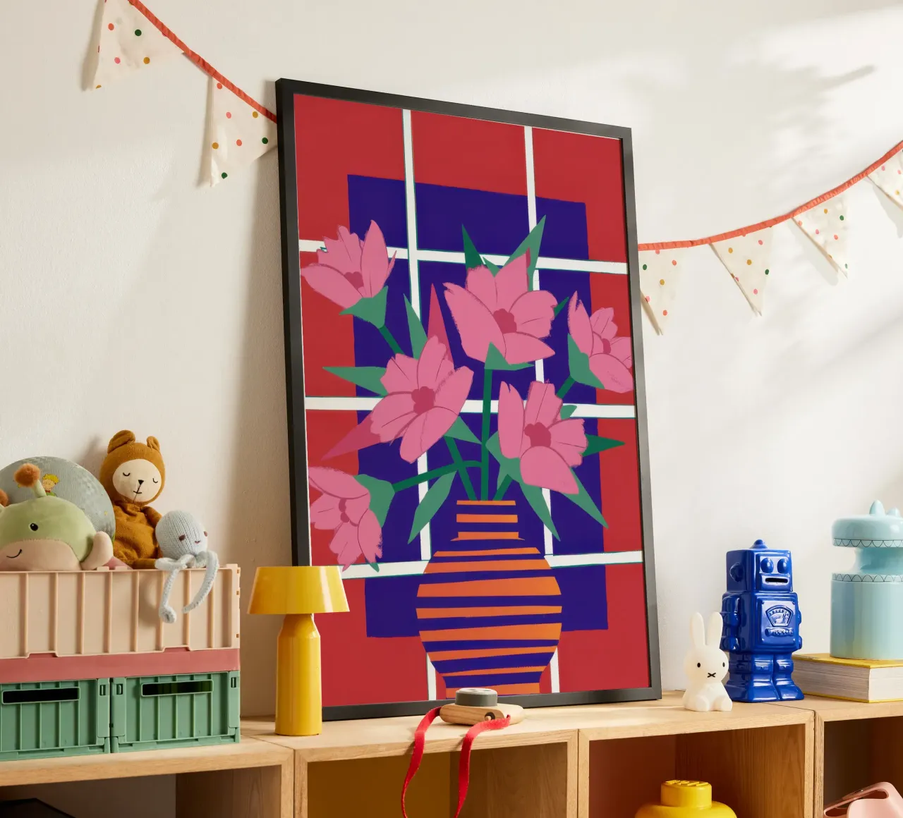 Raster blockierte rosa Blüten Poster von Snow Mist