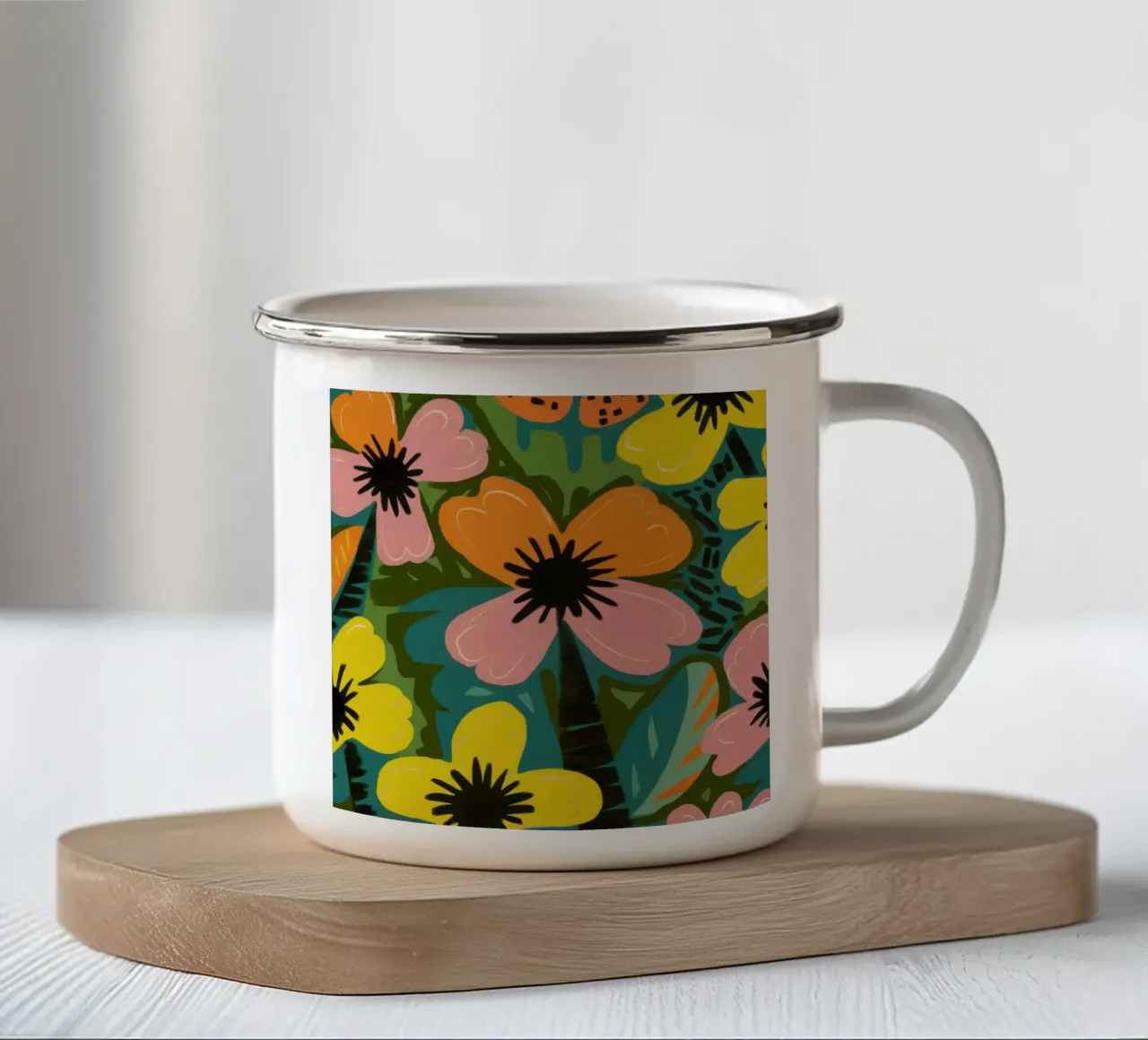 Audace floreale astratto tazza in smalto da Lyra Glaze