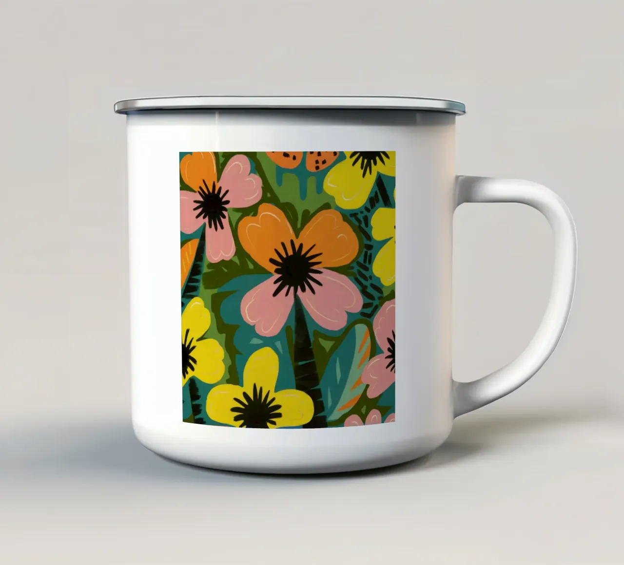 Audace floreale astratto tazza in smalto da Lyra Glaze