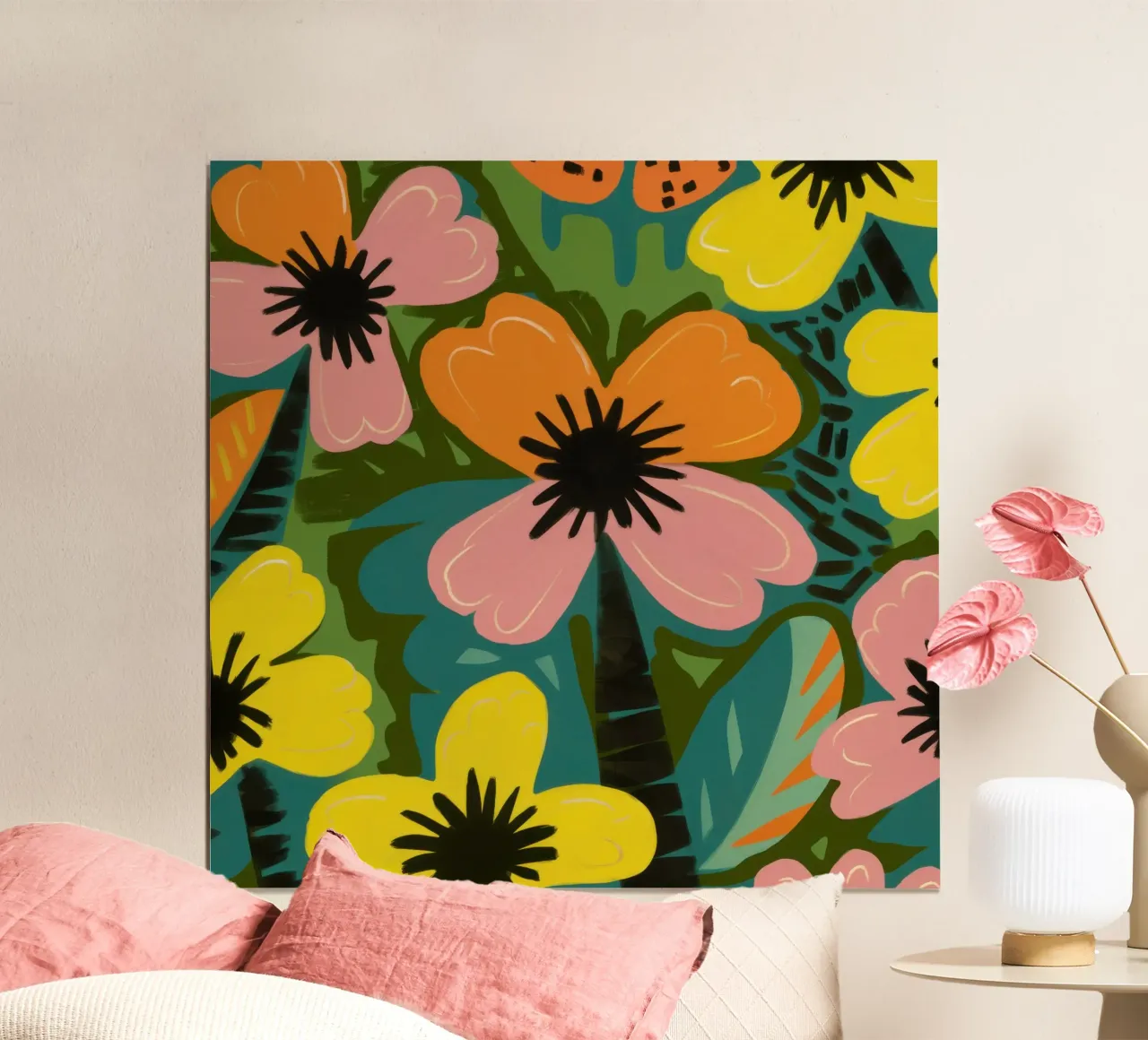 Audace floreale astratto poster con telaio in plastica da Lyra Glaze